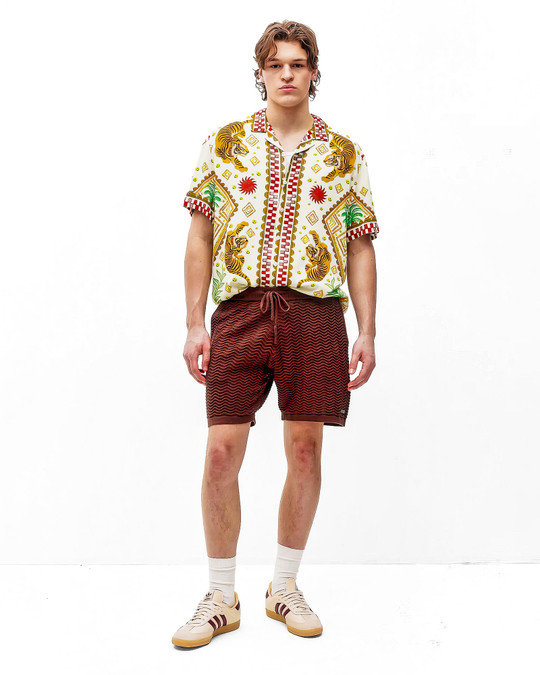 Kuwalla Tee Beach Shirt Tiger Cream UKUL-0126-SS008B | Front View | Mens Short Sleeve Shirts | Topdrawers Clothing for Men