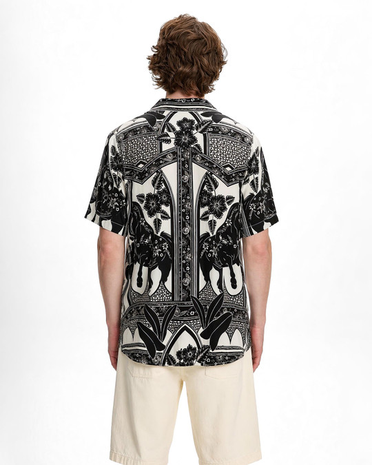 Kuwalla Tee Beach Shirt Western Boho UKUL-0126-SS008B | Rear View | Mens Short Sleeve Shirts | Topdrawers Clothing for Men