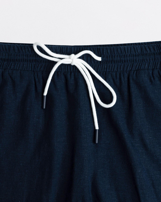 Champlain Linen Short Navy CHP-012-SS26004-01 | Front View | Mens Shorts | Topdrawers Clothing for Men