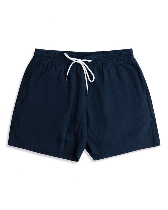 Champlain Linen Short Navy CHP-012-SS26004-01 | Front View | Mens Shorts | Topdrawers Clothing for Men