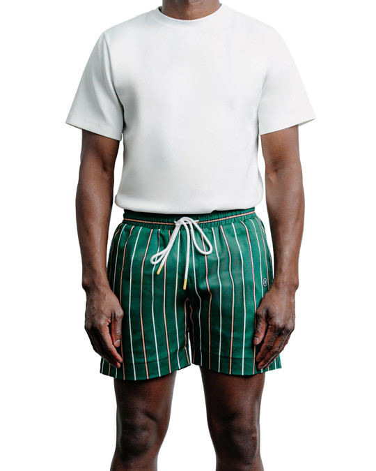 Champlain Day Shorts Striped Green CHP-012-SS26002-02 | Front View | Mens Shorts | Topdrawers Clothing for Men