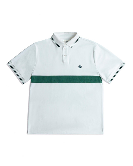 Champlain Court Polo White Green CHP-002-SS26014-04 | Front View | Mens Polo Shirts | Topdrawers Clothing for Men