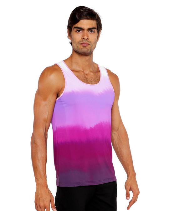 ST33LE Stretch Mesh Tank Fuchsia Gradient ST-11138 | Side View | Mens Tank Tops | Topdrawers Clothing for Men