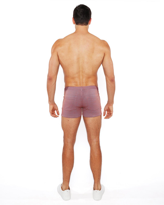 ST33LE Stretch Knit Jeans Shorts 3 Inch Red Clay ST-1975-14 | Rear View | Mens Shorts | Topdrawers Clothing for Men