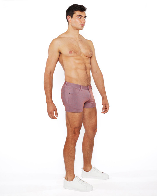 ST33LE Stretch Knit Jeans Shorts 3 Inch Red Clay ST-1975-14 | Side View | Mens Shorts | Topdrawers Clothing for Men