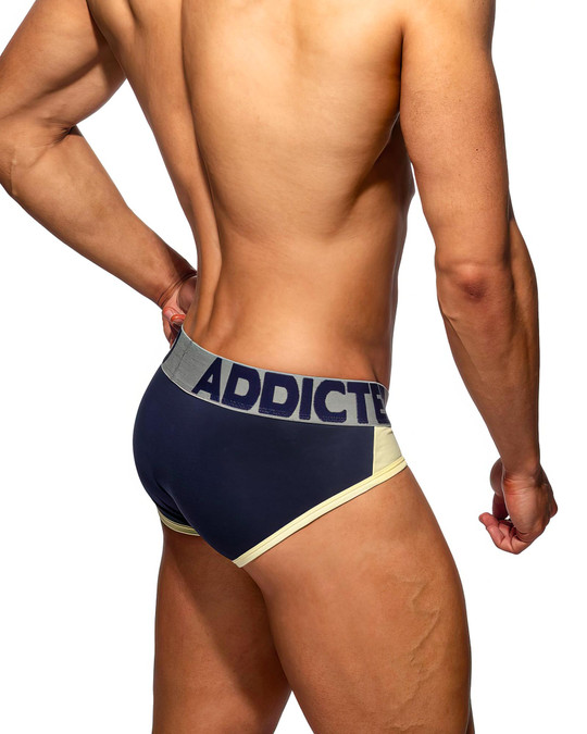 Addicted Baby Yellow Panels Brief | Navy AD2343 | Rear View | Mens Briefs | Topdrawers Underwear for Men