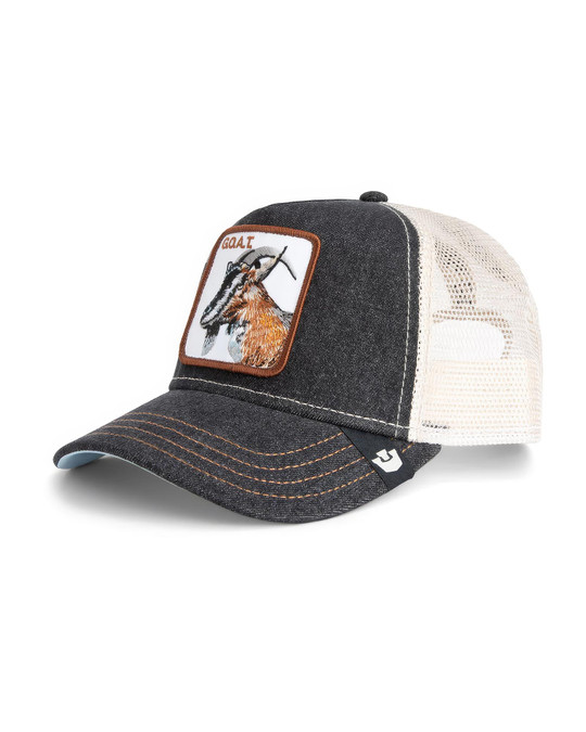 Goorin Bros. The Goat Trucker Dark Denim 101-0385-DEN01 | Side View | Mens Caps | Topdrawers Apparel for Men