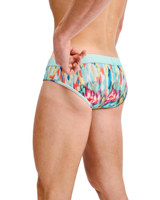 ST33LE Swim Brief Teal Multi Drips ST-8015-33 | Rear View | Mens Swim Briefs | Topdrawers Swimwear for Men