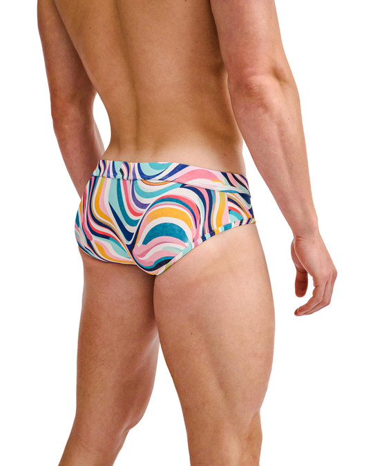 ST33LE Swim Brief Teal Multi Swirls ST-8015-35 | Rear View | Mens Swim Briefs | Topdrawers Swimwear for Men