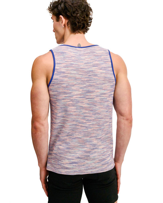 ST33LE Space Dye Textured Stretch Mesh Tank Purple ST-11142 | Rear View | Mens Tank Tops | Topdrawers Clothing for Men