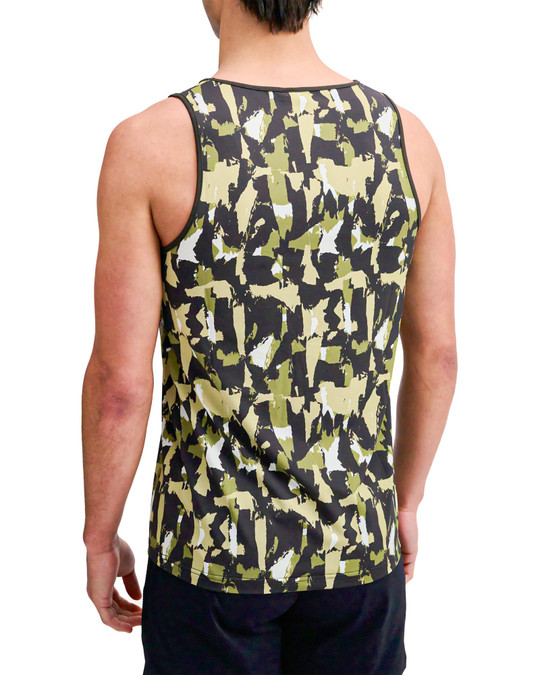 ST33LE Stretch Mesh Performance Tank Aloe Black Abstract ST-299 | Rear View | Mens Tank Tops | Topdrawers Clothing for Men