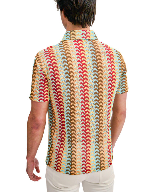 ST33LE Vertical Arrow Stripe Short Sleeve Shirt Mirage Yolk ST-24072 | Rear View | Mens Short Sleeve Shirts | Topdrawers Clothing for Men