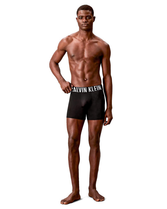 Calvin Klein 3-Pack Intense Power Microfiber Boxer Brief Black  White Sugar Pink Deep Lichen Green NB3612G-58O | Front View | Mens Boxer Briefs | Topdrawers Underwear for Men