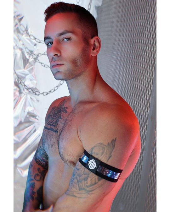 Breedwell Illuminator Armbands Silver 2510-ARM | Side View | Mens Fetish Harnesses | Topdrawers Underwear for Men