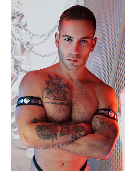 Breedwell Illuminator Armbands Silver 2510-ARM | Front View | Mens Fetish Harnesses | Topdrawers Underwear for Men