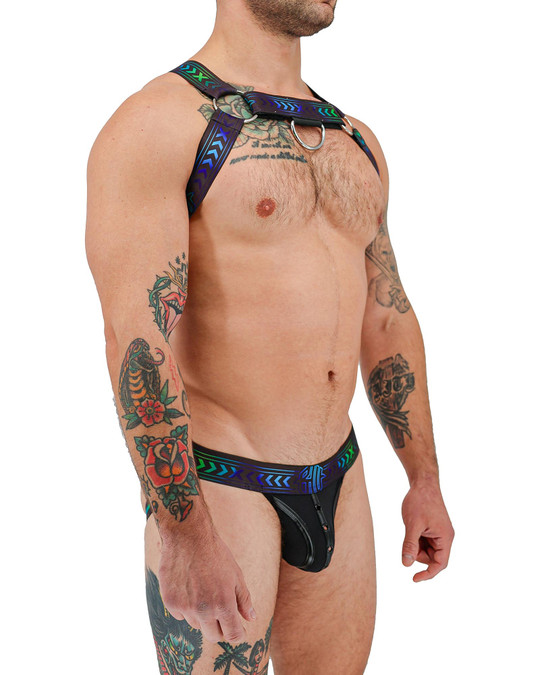 Breedwell Afterhours Bulldog Harness Chill Pill 2601-BDHARNESS-AH | Side View | Mens Fetish Elastic Harnesses | Topdrawers Underwear for Men
