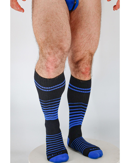 Breedwell After Dark Socks Blue 2601-SOCK | Front View | Mens Long Socks | Topdrawers Apparel for Men