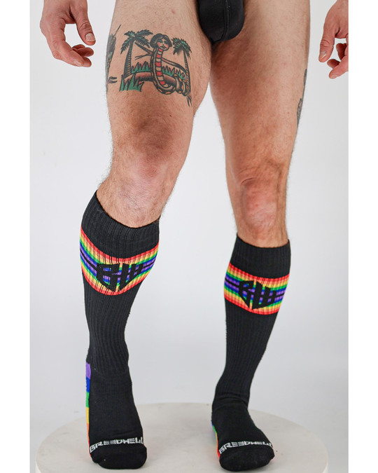 Breedwell Icon Pride Knee Socks 2605-SOCK | Front View | Mens Long Socks | Topdrawers Apparel for Men