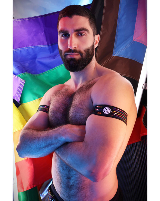 Breedwell Icon Pride Armbands 2605-ARM | Side View | Mens Fetish Harnesses | Topdrawers Underwear for Men