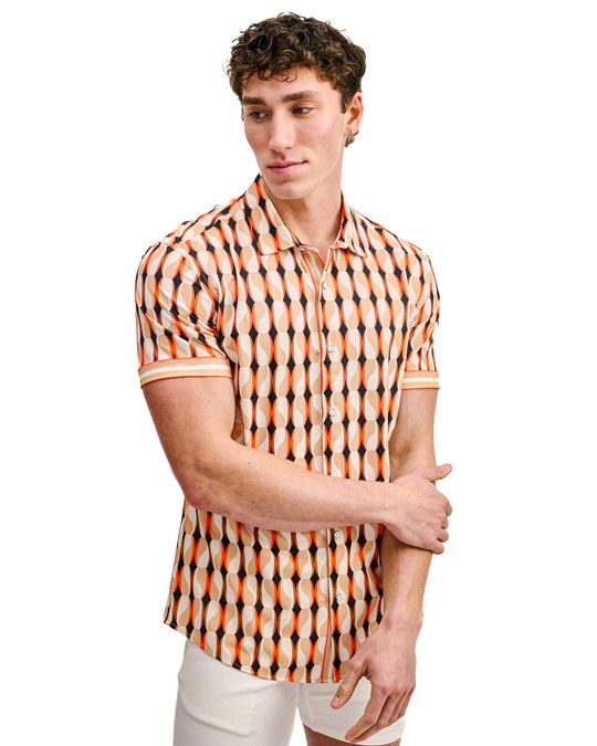 ST33LE Performance Short Sleeve Shirt Spice Sand Beads ST-26028 | Side View | Mens Short Sleeve Shirts | Topdrawers Clothing for Men