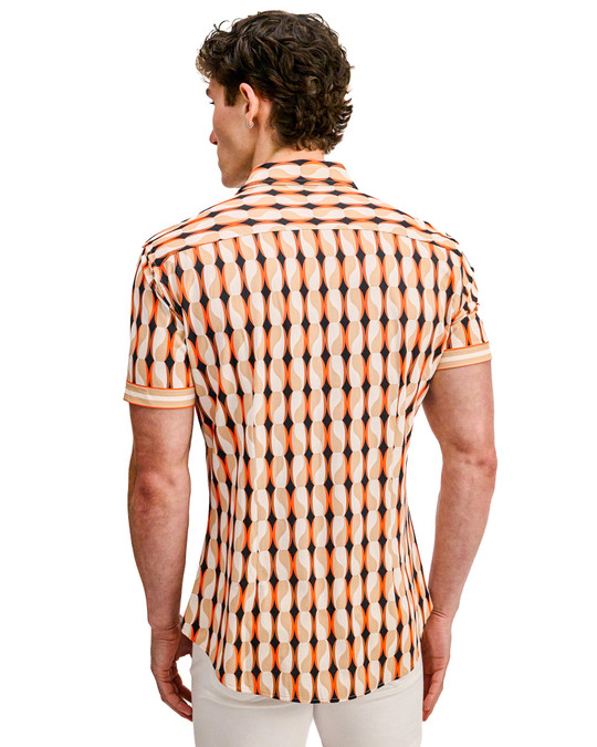 ST33LE Performance Short Sleeve Shirt Spice Sand Beads ST-26028 | Rear View | Mens Short Sleeve Shirts | Topdrawers Clothing for Men
