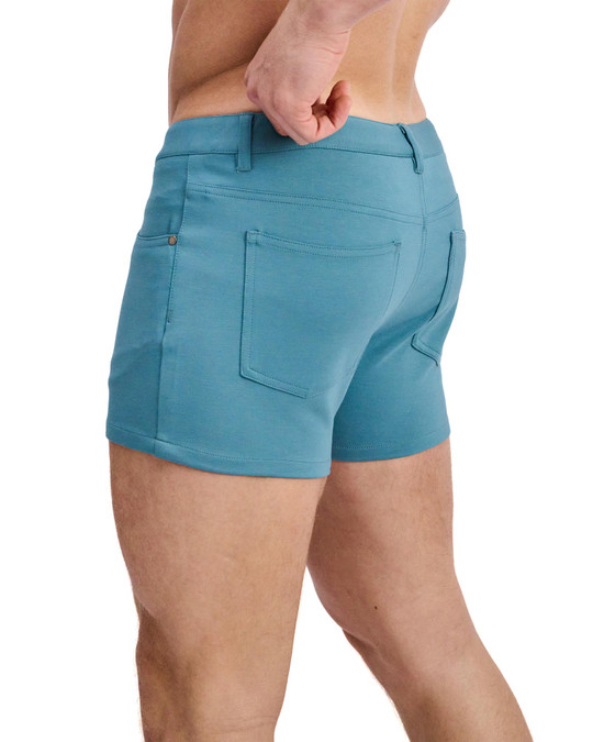 ST33LE Stretch Knit Jeans Shorts 3 Inch Coastal ST-1975 | Side View | Mens Shorts | Topdrawers Clothing for Men