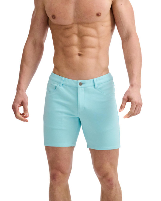ST33LE Stretch Knit Jeans Shorts Mirage ST-1932 | Front View | Mens Shorts | Topdrawers Clothing for Men