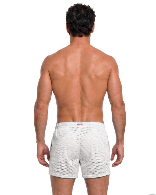 Spicy & Shiny Sports Mesh Shorts White ZS116 | Rear View | Mens Athletic Shorts | Topdrawers Clothing for Men