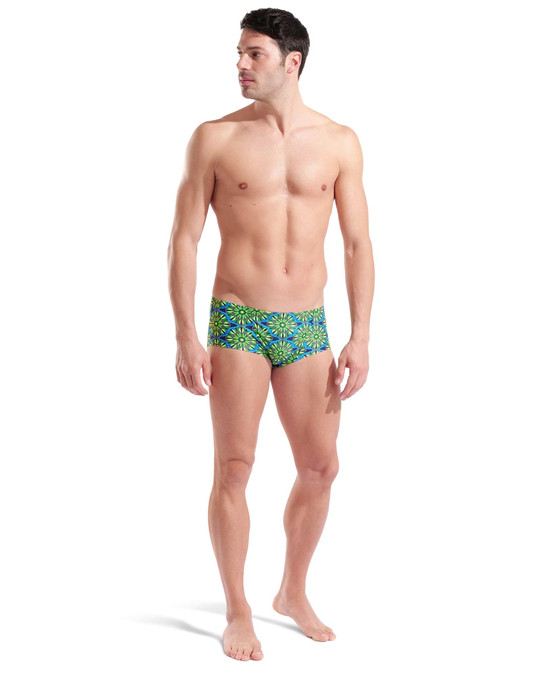 Arena Floral Low Waist Swim Short Green Multi 011669-600 | Front View | Mens Swim Boxers | Topdrawers Swimwear for Men