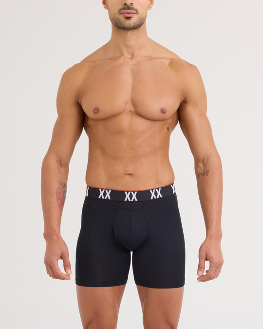 Saxx Multi-Sport Mesh Boxer Brief  Fly Black XX WB SXBB75F-BXX | Front View | Mens Boxer Briefs | Topdrawers Underwear for Men