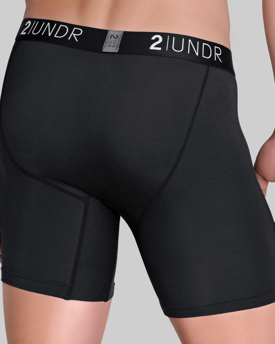 2UNDR Swing Shift Boxer Brief Black Grey 2U01BB-002 | Rear View | Mens Boxer Briefs | Topdrawers Underwear for Men