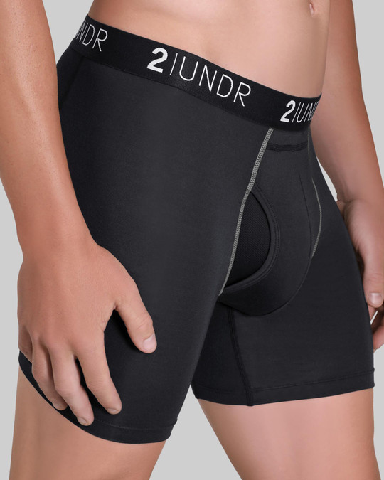 2UNDR Swing Shift Boxer Brief Black Grey 2U01BB-002 | Front View | Mens Boxer Briefs | Topdrawers Underwear for Men