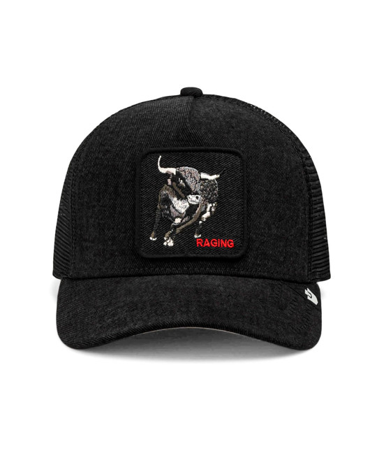 Goorin Bros. Denim Raging Trucker Black Denim 101-3158-DEN05 | Front View | Mens Caps | Topdrawers Apparel for Men