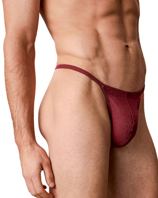 Calvin Klein Sculpt Lace String Thong Established Red - Front View | Mens String Thongs | Topdrawers Underwear for Men