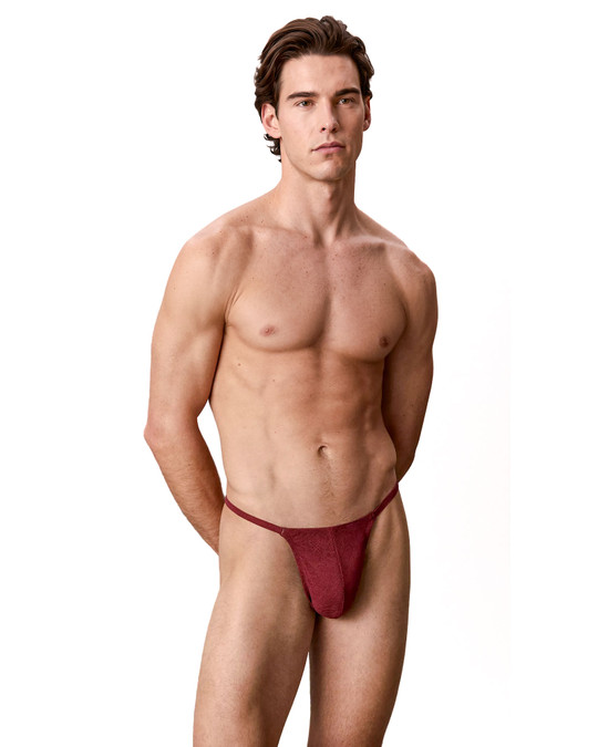 Calvin Klein Sculpt Lace String Thong Established Red - Front View | Mens String Thongs | Topdrawers Underwear for Men