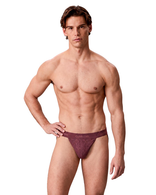 Calvin Klein Sculpt Lace String Thong Established Red NB4629-4GJ | Front View | Mens String Thongs | Topdrawers Underwear for Men