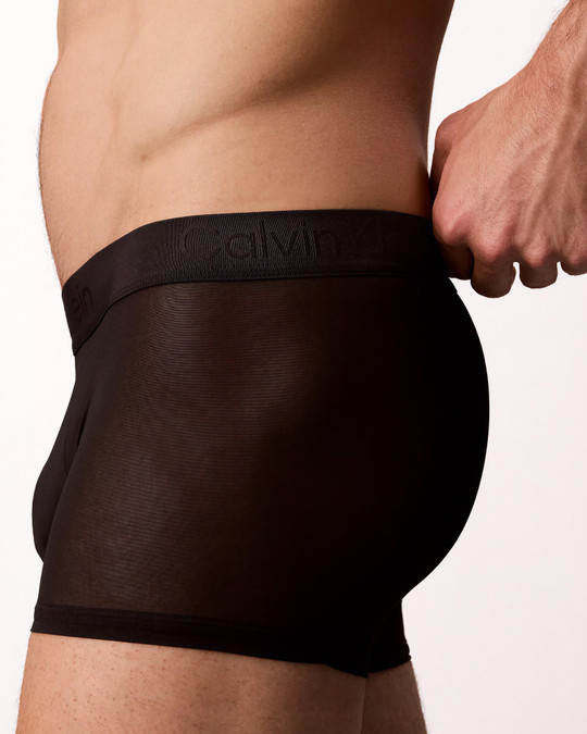 Calvin Klein CK Black Sheer Mesh Trunk Black NB4640-UB1 | Side View | Mens Boxer Briefs | Topdrawers Underwear for Men