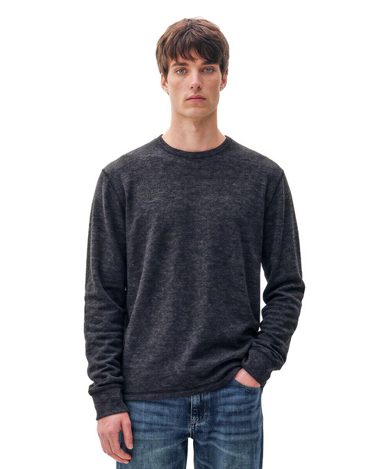 Kuwalla Tee L-S Heather Thermal Heather Black KUL-HTH624-0326 | Front View | Mens Casual Tops | Topdrawers Clothing for Men