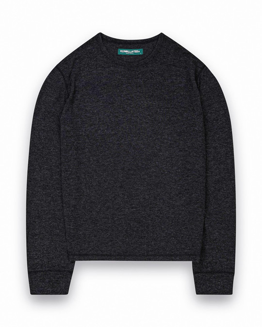 Kuwalla Tee L-S Heather Thermal Heather Black KUL-HTH624-0326 | Front View | Mens Casual Tops | Topdrawers Clothing for Men