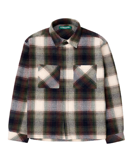 Kuwalla Tee Plaid Overshirt Olive KUL-POS102-0326 | Front View | Mens Long Sleeve Shirts | Topdrawers Clothing for Men