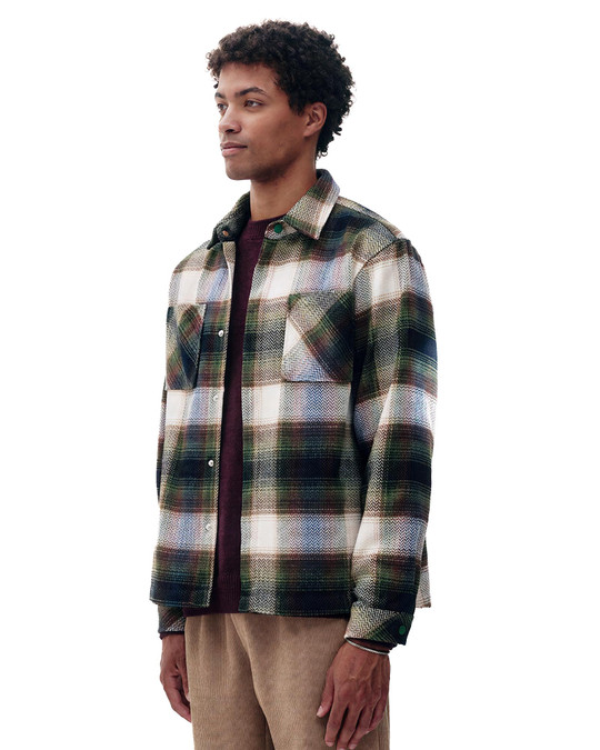 Kuwalla Tee Plaid Overshirt Olive KUL-POS102-0326 | Side View | Mens Long Sleeve Shirts | Topdrawers Clothing for Men