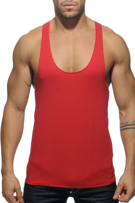 06 Red - Addicted Back Logo Tank Top AD340 - Front View - Topdrawers Menswear
