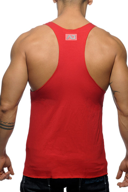 06 Red - Addicted Back Logo Tank Top AD340 - Rear View - Topdrawers Menswear