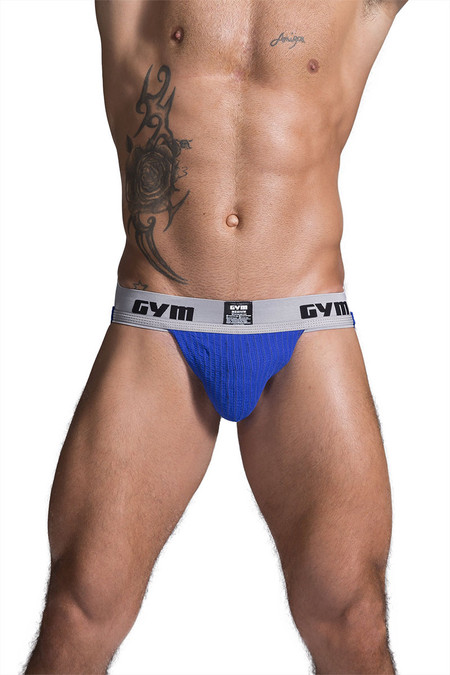 GYM Workout Jockstrap w/ 2" Waistband GYM002 - Royal Blue - Mens Jockstraps - Front View - Topdrawers Underwear for Men