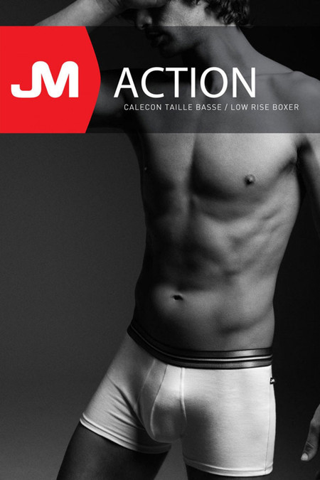002 White - JM ACTION Low Rise Pouch Boxer 59094 - Box View - Topdrawers Underwear for Men