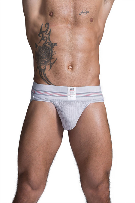 GYM Old School Jockstrap w/ 3" Waistband GYM004 - Heather Grey - Mens Jockstraps - Front View - Topdrawers Underwear for Men