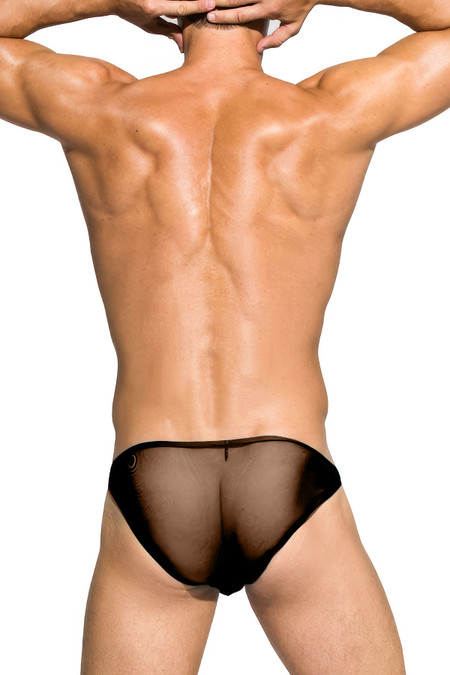 Private Structure Desire Intima Mesh Low Rise String Bikini | Black - Rear View- Men's Bikini Briefs - Topdrawers Underwear for Men