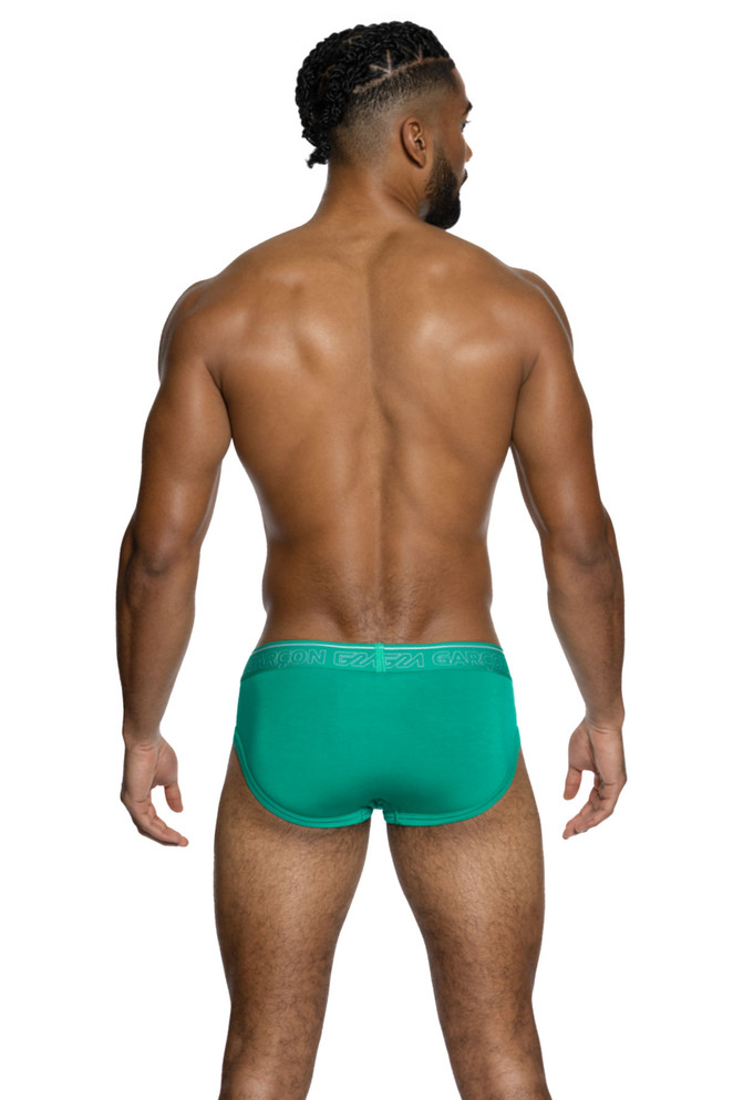 Garçon Model Courtside Green Bamboo Briefs GM22-GREEN-BRIEF - Mens Briefs - Rear View - Topdrawers Underwear for Men
