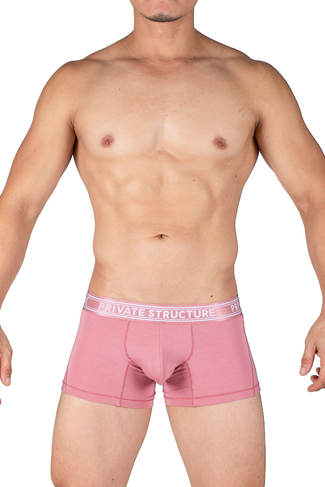 Private Structure Bamboo Viscose Mid Waist Trunk | Smoke Red | PBUT4379-SMRD  - Mens Boxer Briefs - Front View - Topdrawers Underwear for Men
