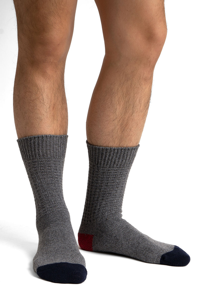 American Trench Waffle Crew Socks | Grey SCK-SS-WAFF-GR - Mens Crew Socks - Front View - Topdrawers Underwear for Men
